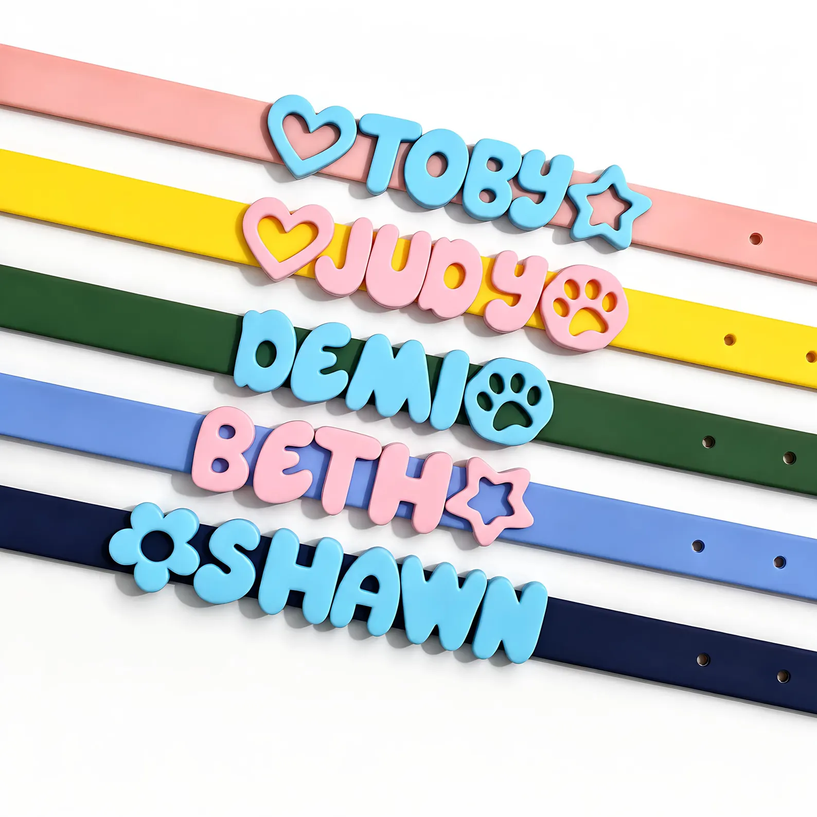 Collection of personalized Pupora silicone collars